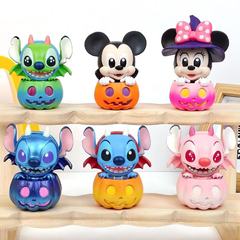 3.5 インチのミッキーマウスとステッチのカボチャシリーズハロウィンギフト 6 テープ PVC トレンディな人形