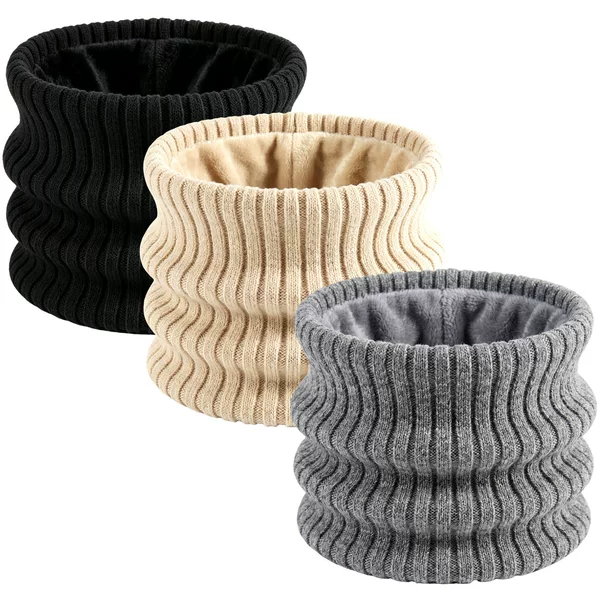 Winter Adult Neck Warmer, Double-Layered, Fleece-Lined, Thickened, Warm, Unisex, High-Neck Knitted Scarf, Windproof