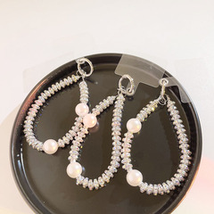 高級銀ins閃鑽珍珠手腕鏈百搭吊墜包包飾品女手機掛繩diy耳機套鏈