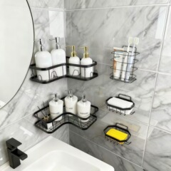 国境を越えた浴室の三角棚トイレ洗面品コーナー収納棚アマゾン鉄芸穴なしセット