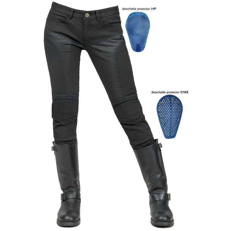 Motocicleta Racing slim fit verano malla transpirable motocicleta pantalones de montar silicona rodilla ajustable arriba y abajo