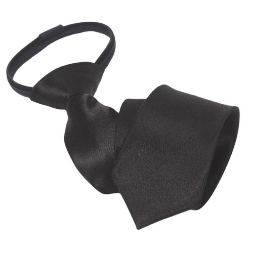 Men and girls 5CM polyester silk knot-free one-color tie lazy solid color single color narrow zipper easy to pull wholesale