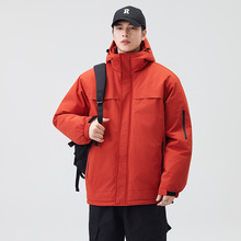 IZEXX潮牌棉服男款冬季连帽保暖加厚防寒工装棉衣设计感情侣外套