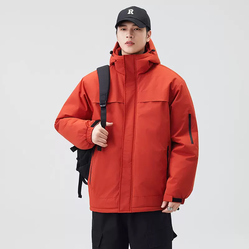 IZEXX潮牌棉服男款冬季连帽保暖加厚防寒工装棉衣设计感情侣外套