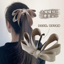 韩国立体绸带小众头顶大蝴蝶结发夹飘带发饰竖夹马尾夹向下香蕉夹