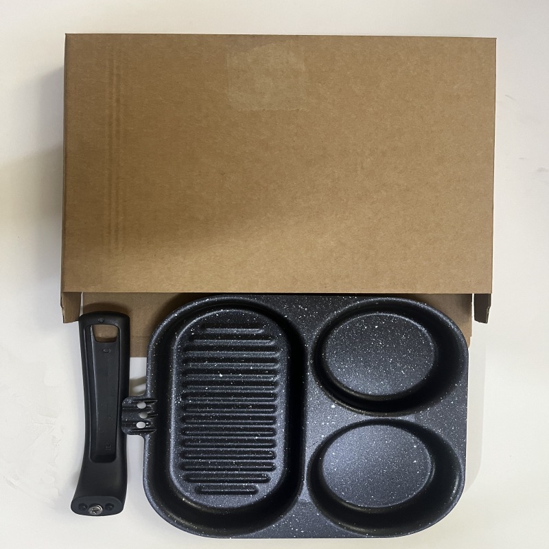 [블랙] 원형 2개, 사각 프라이팬 1개 + 독립된 종이박스