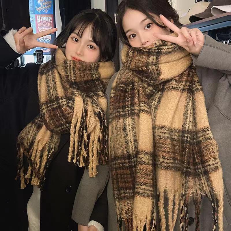 Melads neue Atmosphäre kariert ist vielseitig Frauen, mit einem Studentenschal mit vergrößerten Quasten und extra dick_voghion.com