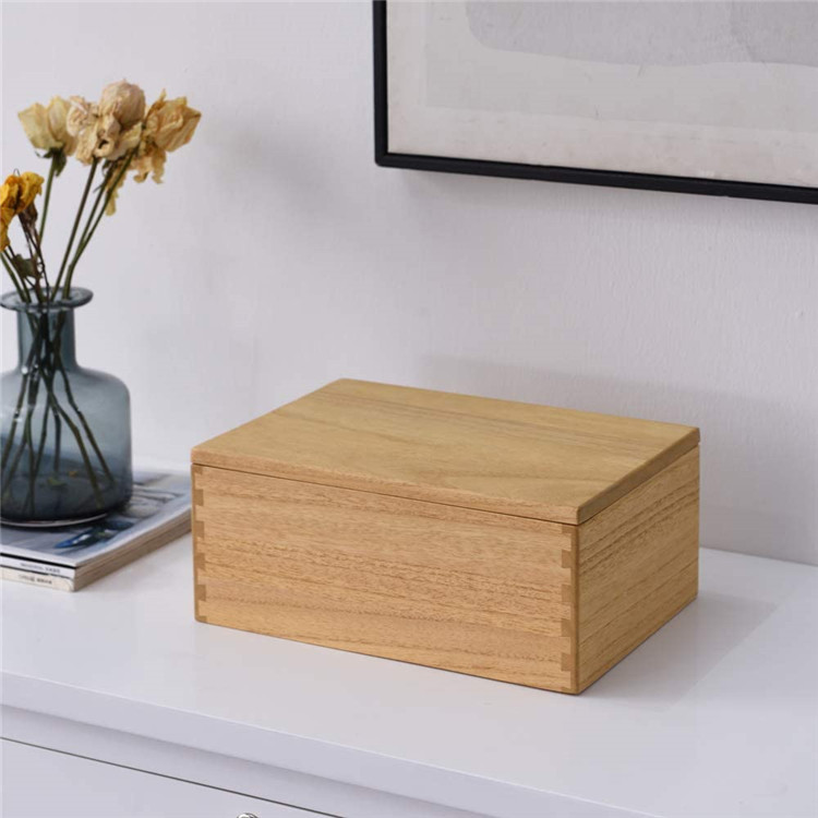 Storage box with a wooden lid-natural wood storage box with a…