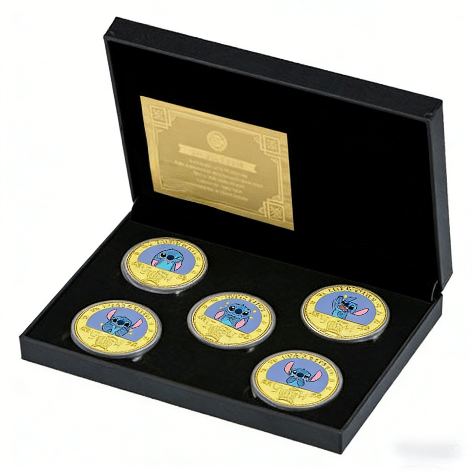 Cinco monedas conmemorativas de Starbaby, monedas de anime, monedas conmemorativas de Stitch, colecciones de regalos de monedas conmemorativas de Stitch