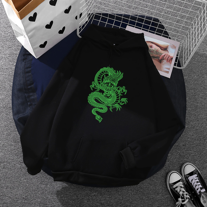 wish春季绿龙跨境外贸宽松Hoodies 现货代贴面单一件LOGO定制