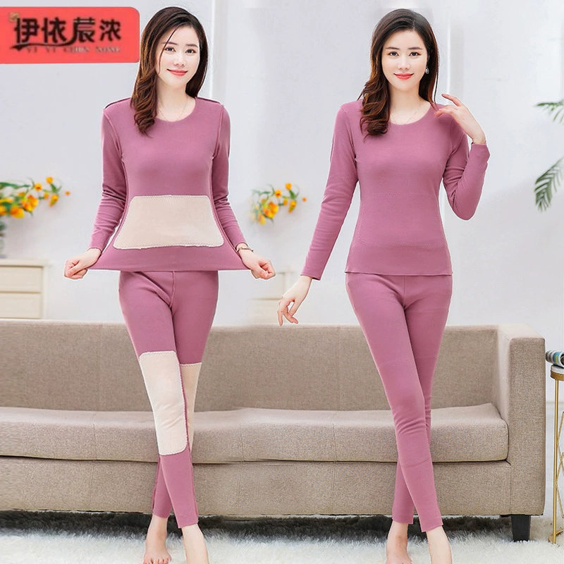 Зимняя женская теплая одежда, приятный для кожи Мягкий с нашивкой, нижнее белье на талии и наколенниках, осенняя одежда, длинные брюки женские