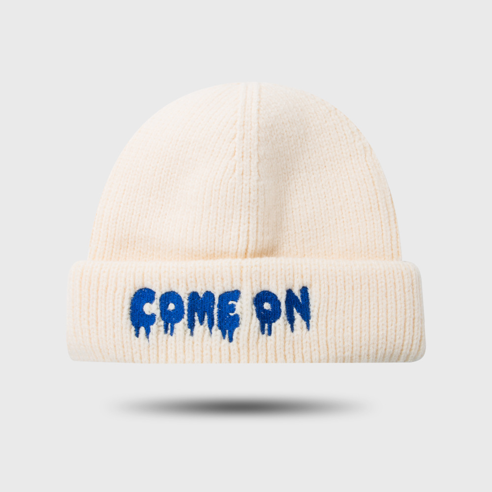 Korean Letter Embroidery Curled Woolen Hat Warm Knit Hat Fashion Street Hip Hop Hedging Hat display picture 4