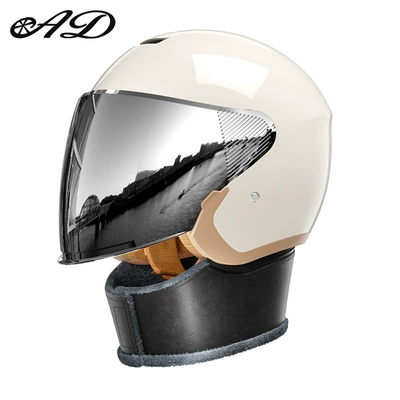 Electric Vehicle Helmet for Men | Motosiklet kaskı (dəbilqə) - 3c-beige-scarf-style-hd-mirror-silver-plated-mirror-one-size-fits-all-54-60-head-circumference