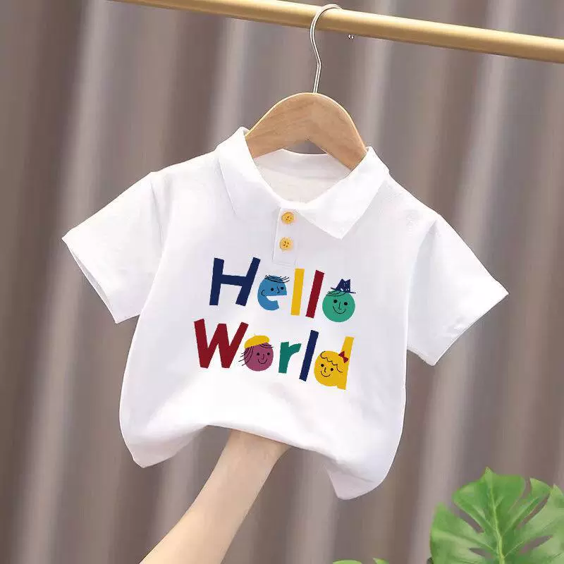 Рубашки-поло с короткими рукавами для мальчиков, детская летняя одежда, новинка 2025 года, детская повседневная футболка из чистого хлопка с половиной рукавов, модные топы