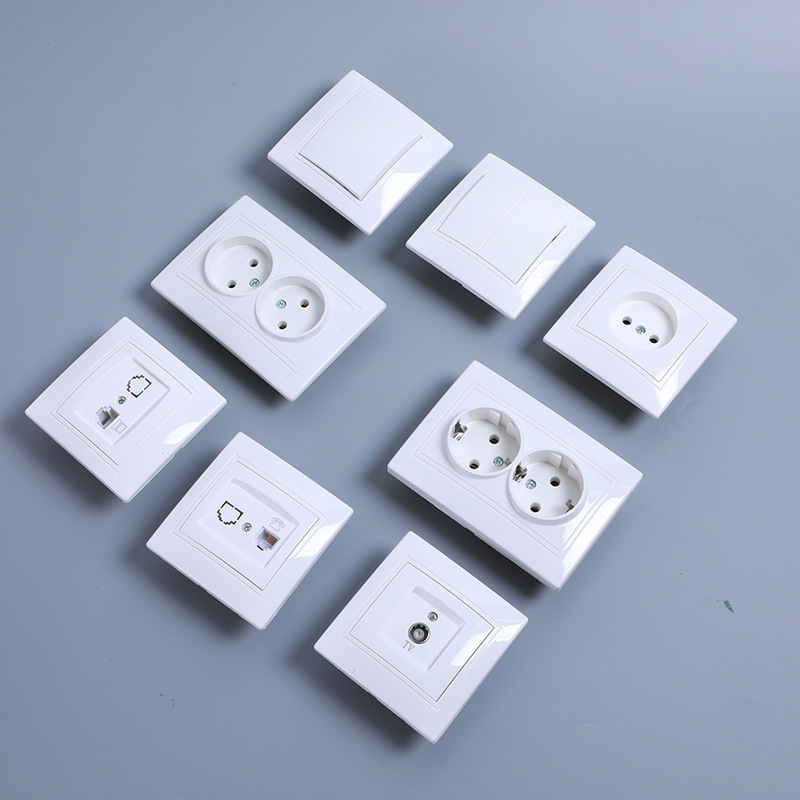 Cross-border foreign trade switch European-style white wall power switch socket German-style concealed switch socket CE certification Cross-border foreign trade switch European-style white wall power switch socket German-style concealed switch socket CE certification