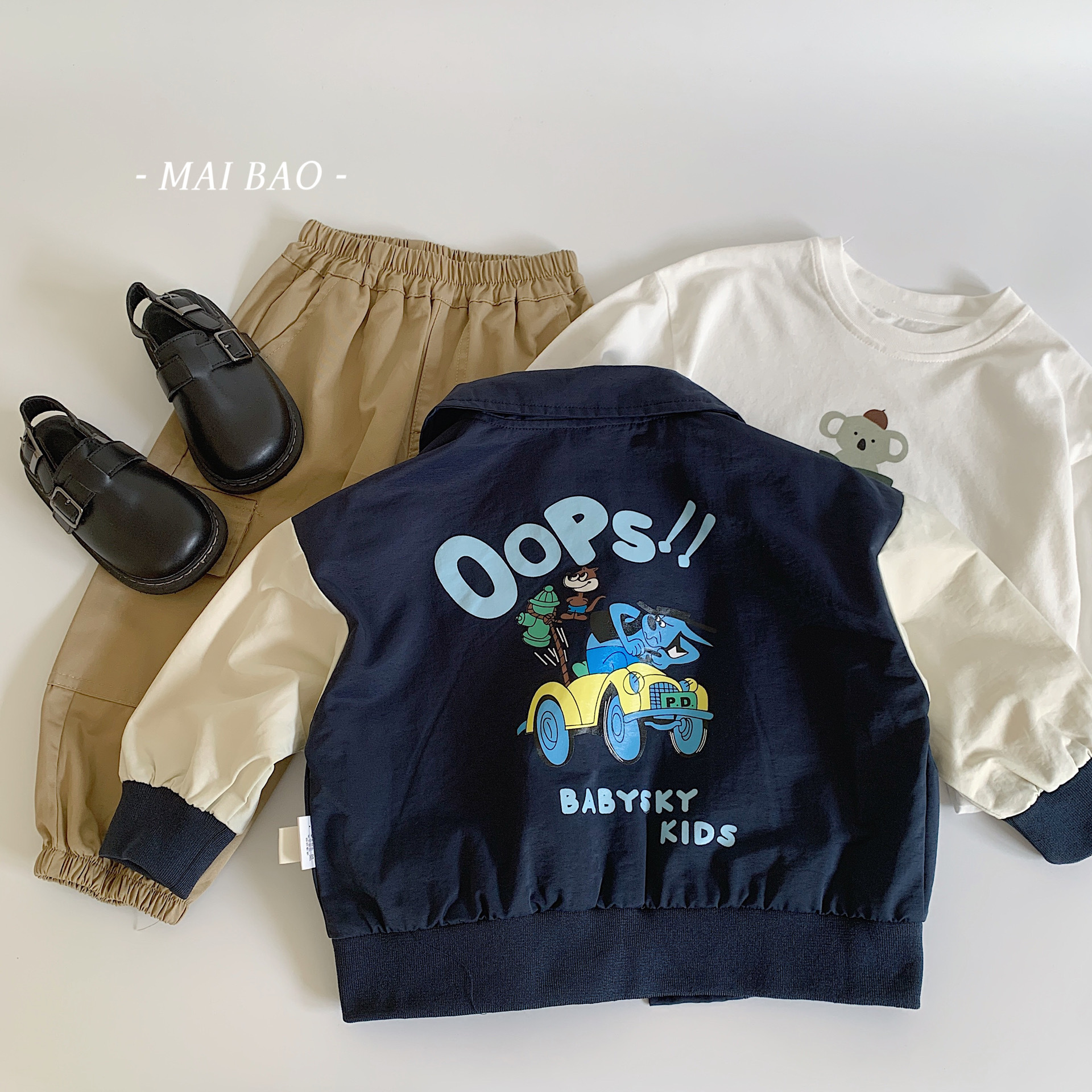 Mai Bao chaqueta infantil de otoño 2025 nuevo estilo guapo chaqueta casual de primavera y otoño para niños, cardigan coreano