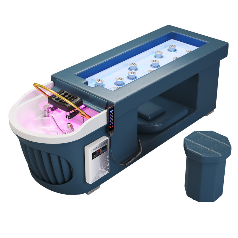 Cama de fisioterapia de moxibustión de cuerpo entero sin humo, fumigación de medicina tradicional china en la cabeza de la cama de moxibustión, tratamiento de agua y lavado de cabello circulante, especial para salón de belleza