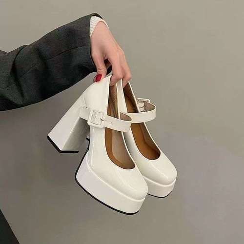 French-style petite stiletto Mary Jane shoes for women, black, with a design sense, American high heels, niche.