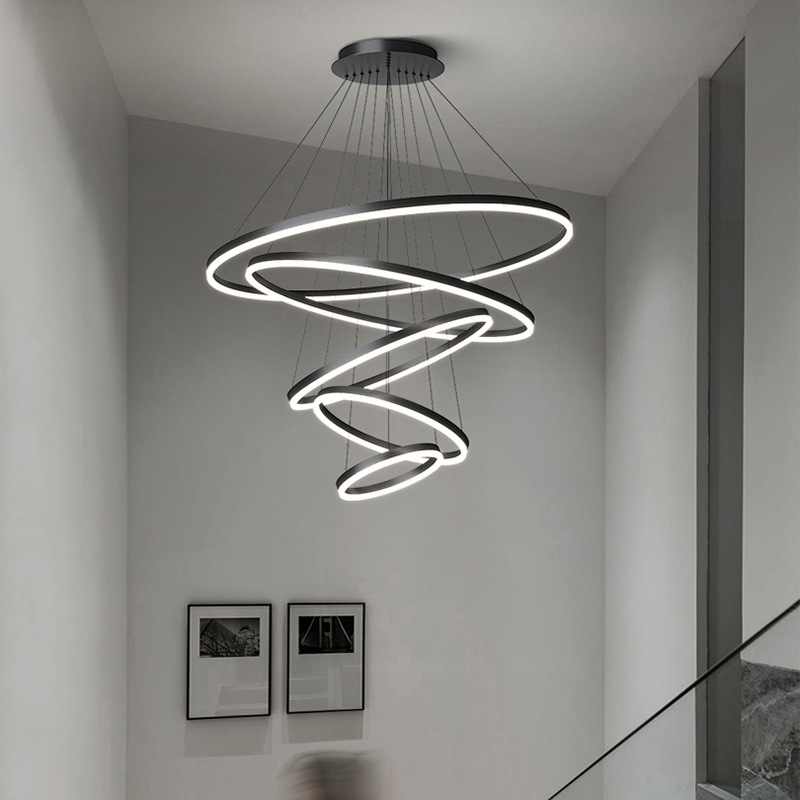 Dining room lamp modern minimalist artistic creative Nordic duplex building Villa Hall ring circle living room dining room chandelier Dining room lamp modern minimalist artistic creative Nordic duplex building Villa Hall ring circle living room dining room chandelier