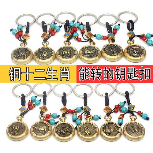 Manufacturer wholesale brass zodiac sign transfer money keychain pendant Shilairun key pendant dropshipping