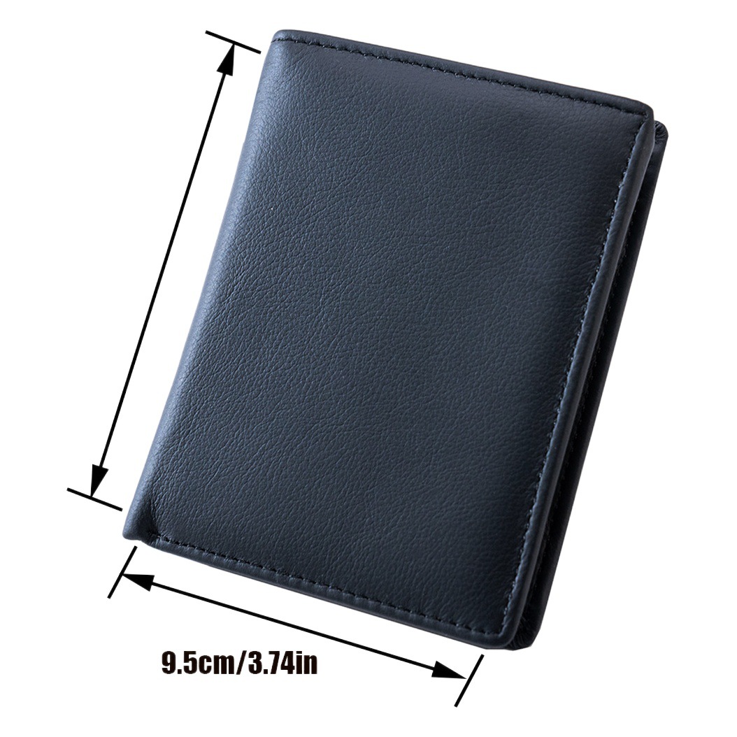 Men's Genuine Leather Wallet Credit Card Holder Head Layer Cowhide RFID Anti-theft Brush Anti-magnetic Tri-fold Card Bag Wallet