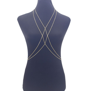 European and American Cross-Border Body Chain Women's Fashion Sexy Bikini Summer Beach Clothing Accessories Cross Halter Neck Chest Chain