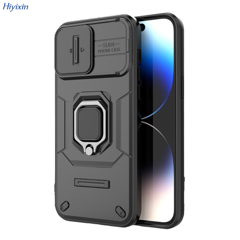 Suitable for Iphone15 Black Panther Ring Phone Case Apple 18Pro Max Battle Bear Push Window Protective Case