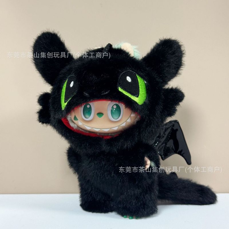 labubu娃衣一二三代拉布布搪胶公仔挂件衣服马卡龙黑色无牙仔潮玩|undefined