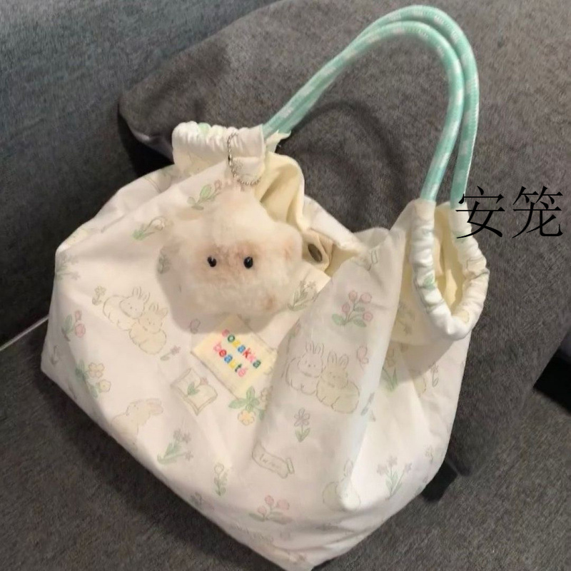 印花新款大容量通勤包卡通兔子手拎包韩版单肩包女学生可爱帆布包|undefined