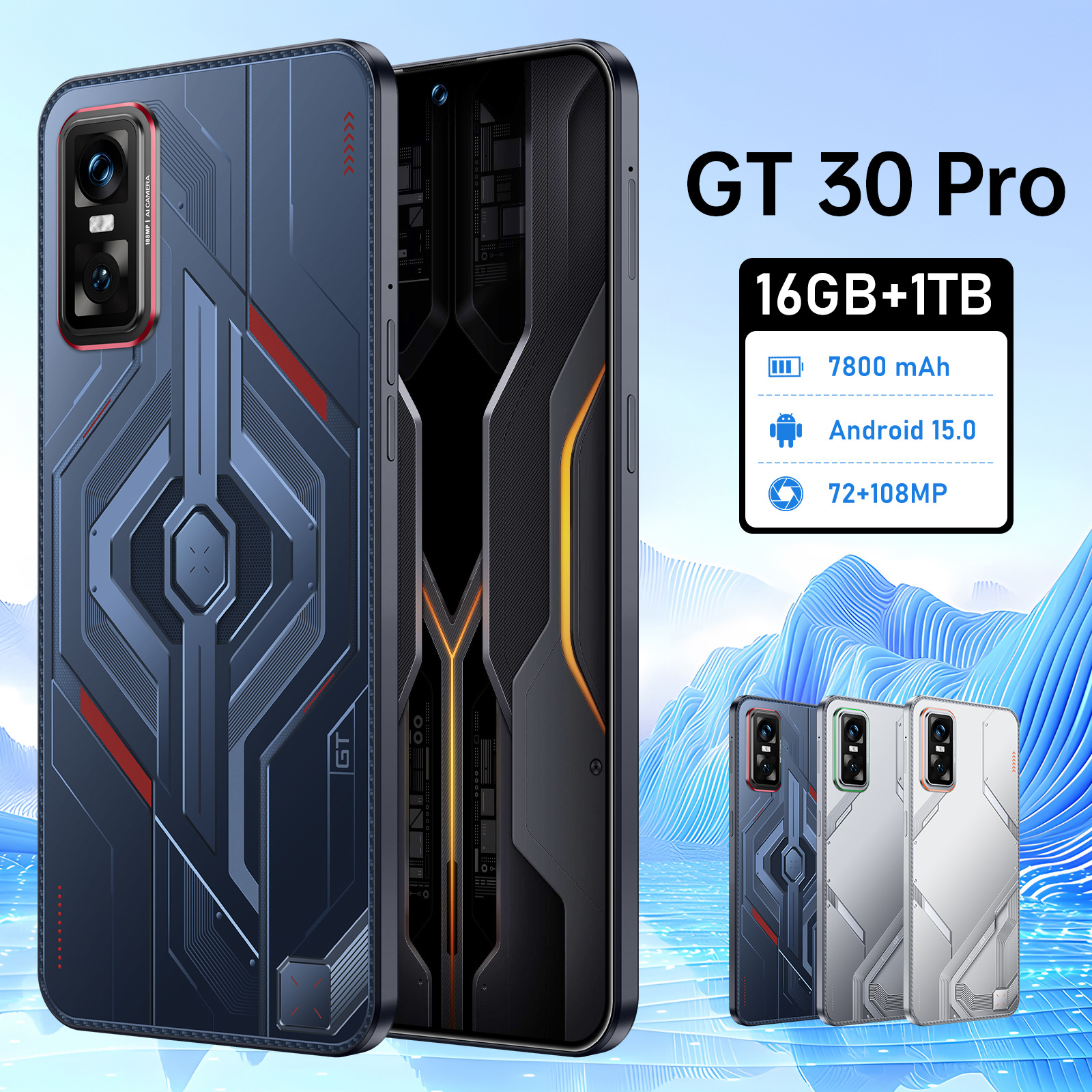 Gt30 Pro Cross-Border Mobile Phone 7.3inch Large Screen 3+16g True 4g Android 10 Foreign Trade Smart Phone Source Manufacturer