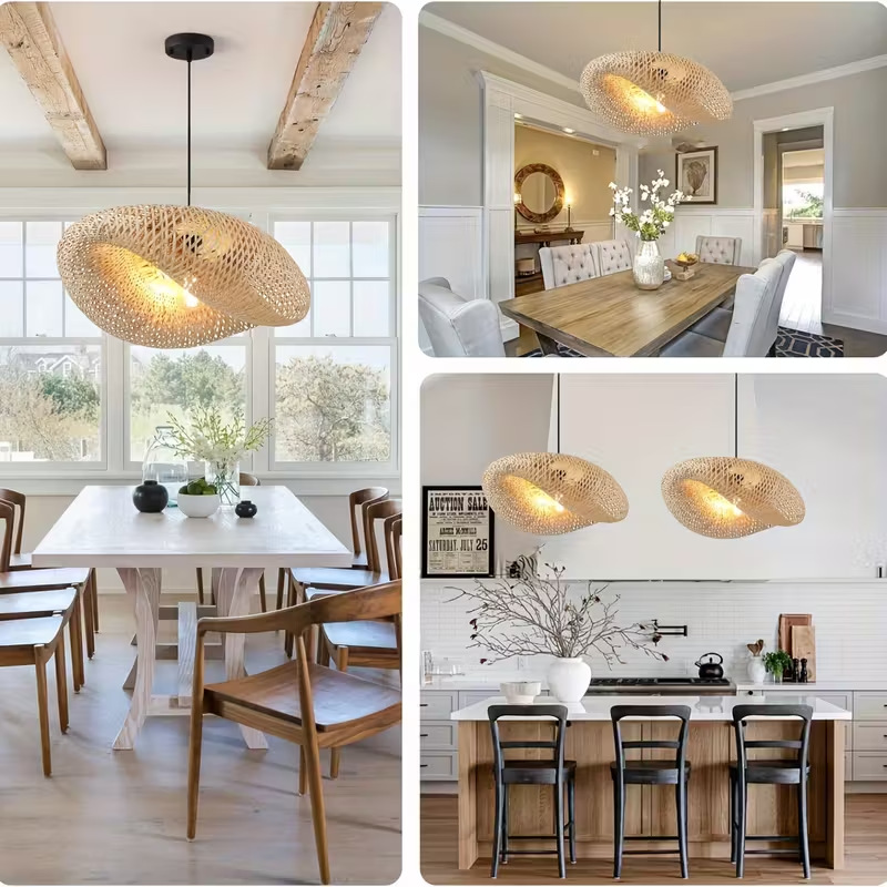 Personalidad creativa nido de pájaros candelabro comedor sala de té sala de estar hotel residencial decoración lámpara de bambú arte bambú trenzado