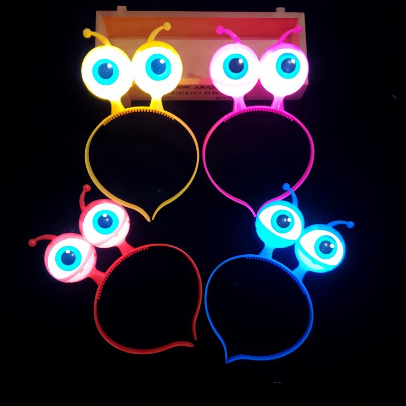 New Cross-Border Flash Eyeball Headband Led Light-Emitting Halloween Decoration Props Big Eyes Alien Headband