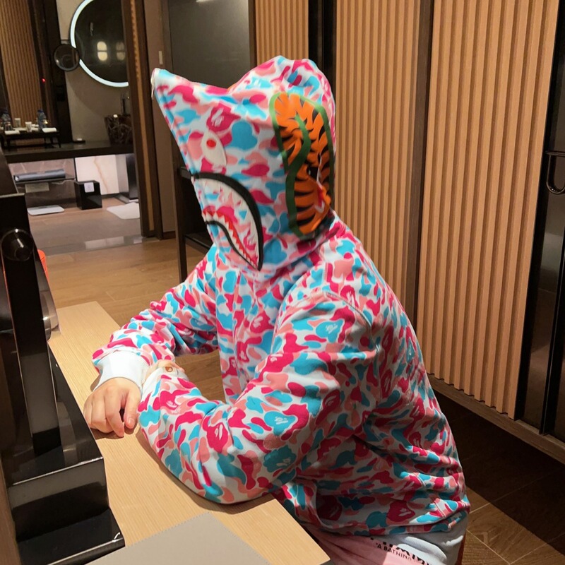 Japanese Style Trendy Brand Miami City Limited Multi-Color Camouflage Collision Shark Sweatshirt Youth Indonesian Hoodie