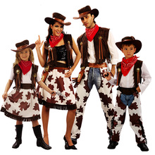 万圣节服装 男女生西部牛仔 演出 成人儿童亲子年会表演套装