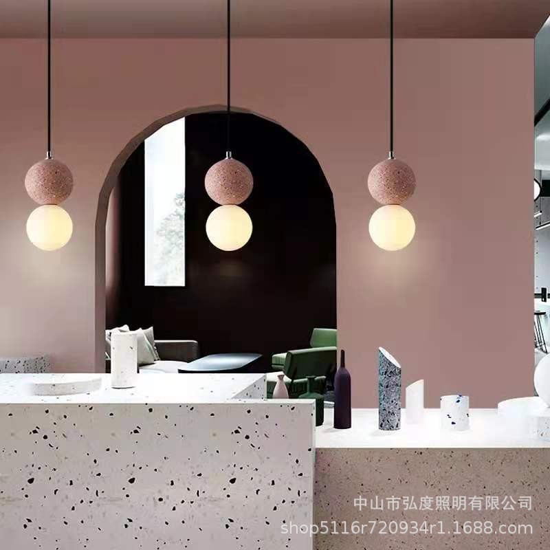北欧现代简约餐厅吧台小吊灯水泥水磨石卧室床头灯服装店民宿吊灯