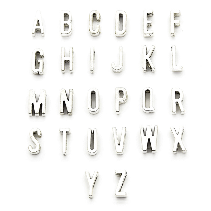 26 Capital English Letters Perforated Beads DIY Alloy Accessories Bracelet Necklace Making Materials Artistic Retro