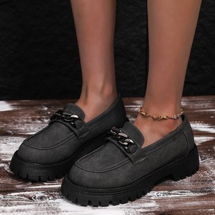 Spring 2024 New Foreign Trade plus size Chain Loafers WISH Amazon European and American Women's Fashion Single Shoes