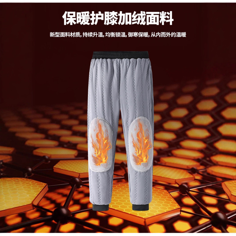 加绒加厚休闲棉裤冬季男士防风防寒护膝保暖卫裤外穿直筒束脚长裤|undefined
