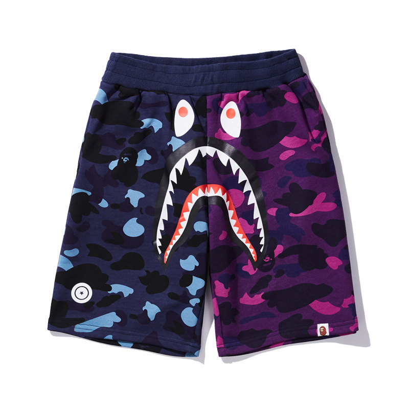 Cross-Border American-Style Bape Shark Camouflage Jogging Trendy Casual Shorts for Men, Versatile Shorts, Factory Direct Wholesale