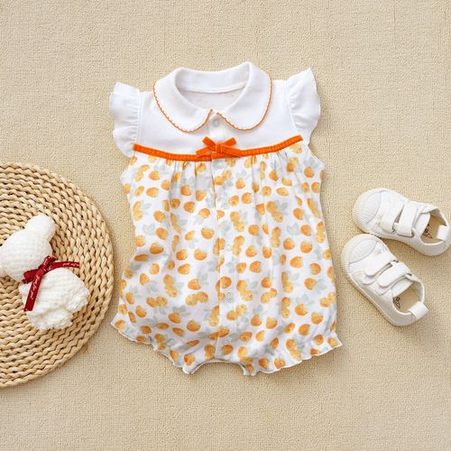 Fangying baby summer jumpsuit jumpsuit cotton boxer angle small flying sleeves little swan style 3-18M
