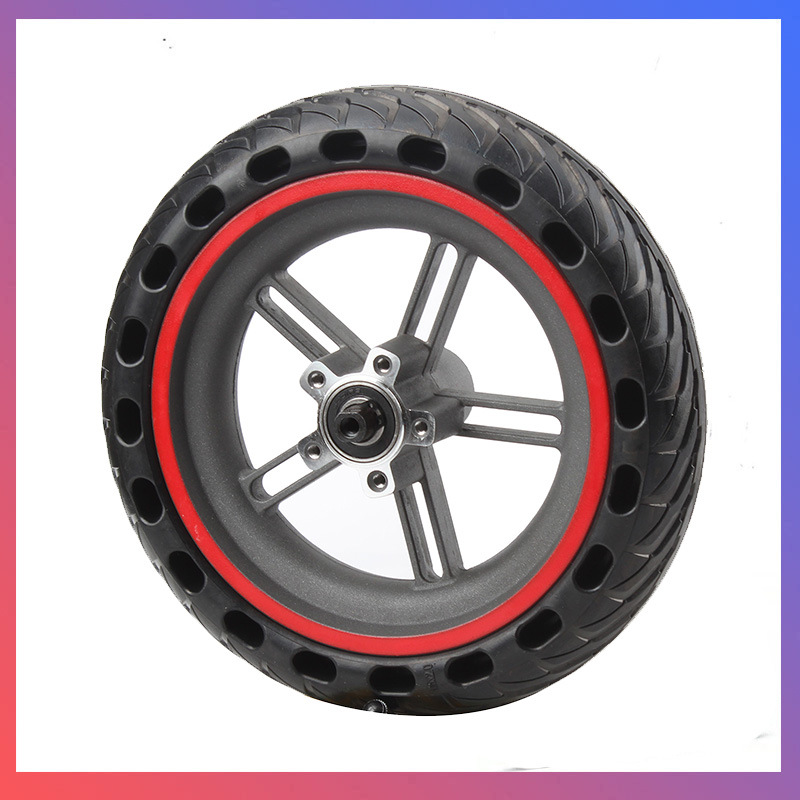 小米M365电动滑板车配件8.5寸蜂窝胎后轮带碟刹描边红色轮毂