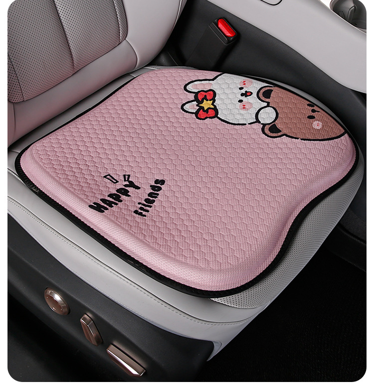 New Cartoon Gel Car Seat Cushion, Ice Silk Mesh Cooling Pad, Waist-Protecting Breathable Honeycomb Seat Cushion, Universal Car Cushion