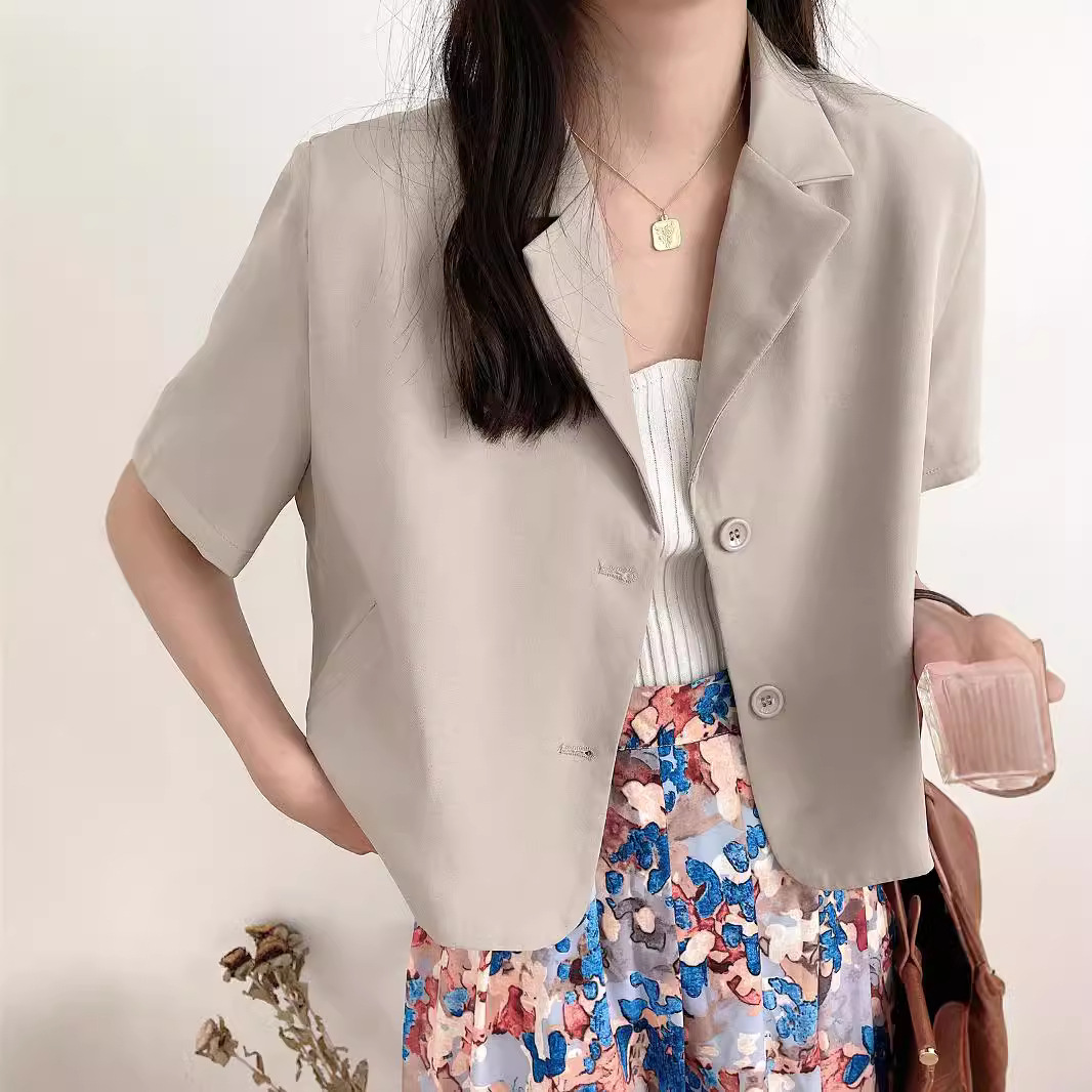 Lizhiqi Short Suit Jacket Women's Summer New Short Sleeve Design Sense Loose Suit Thin Top 110953