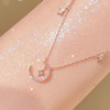 Necklace, golden pendant, fashionable chain for key bag , diamond encrusted, 18 carat, pink gold, simple and elegant design