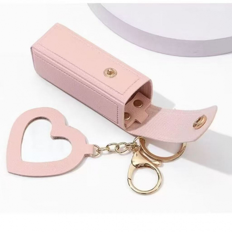 Lipstick Bag Leather Lipstick Storage Portable with Mirror Keychain Mini Pendant for Girlfriend Gift Lipstick Bag Leather Lipstick Storage Portable with Mirror Keychain Mini Pendant for Girlfriend Gift