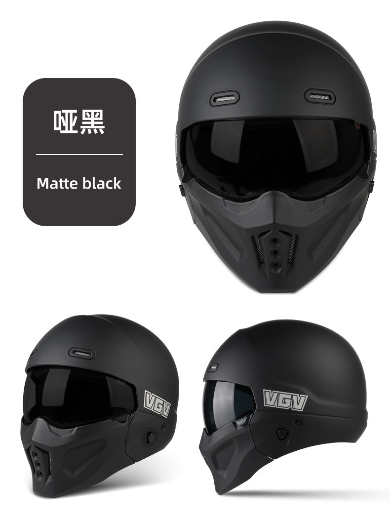 3C Motorcycle Helmet Scorpion Combination Helmet for Men and Women, Motorcycle Cruise Large Size Retro Full-Face Helmet, Summer Three-Quarter Helmet
