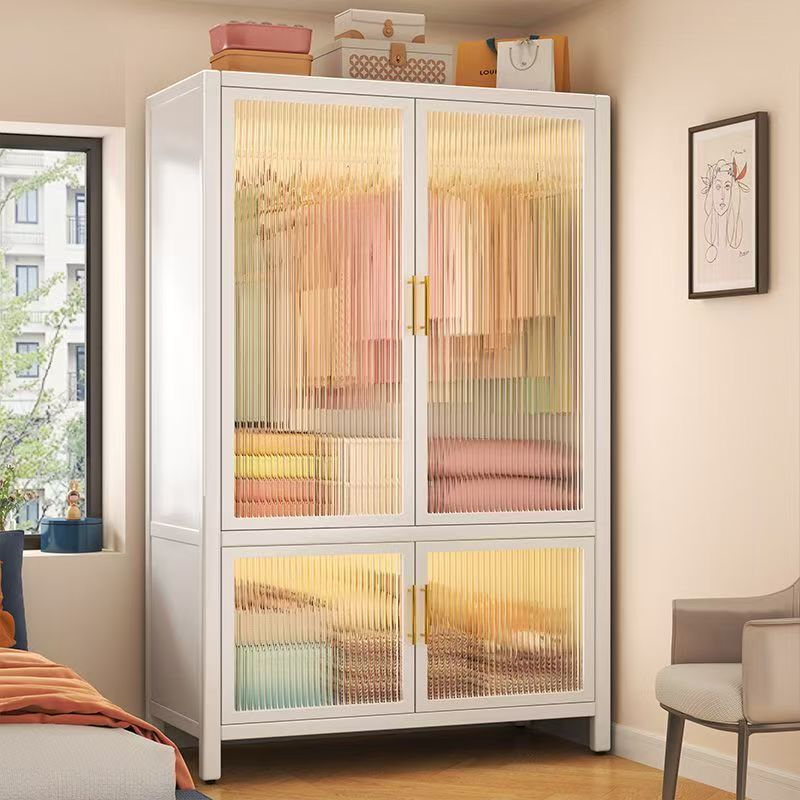 Steel wardrobe, simple storage cabinet, bedroom closet, dustproof storage rack, floor-standing multi-layer cabinet for rental housing Steel wardrobe, simple storage cabinet, bedroom closet, dustproof storage rack, floor-standing multi-layer cabinet for rental housing
