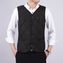 中年爸爸秋冬装背心马甲加绒加厚保暖棉中老年人男士商务坎肩男装