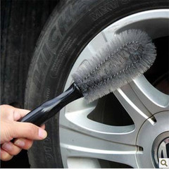 Curved handle T-shaped car tire brush two-color wheel hub twisted wire brush car wash tool for cleaning wheel hub rims