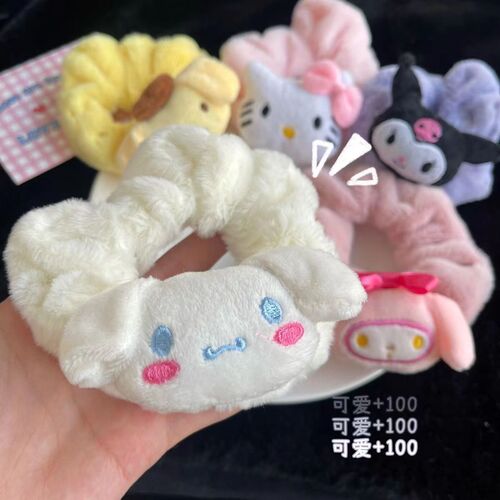 Autumn and Winter Cute Cartoon Dog Design Kuromi Hair Tie for Girls, Soft Plush Colon Ring, Soft Girl Student Hair Accessory